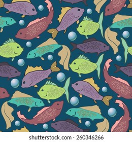 Background with multicolored fishes