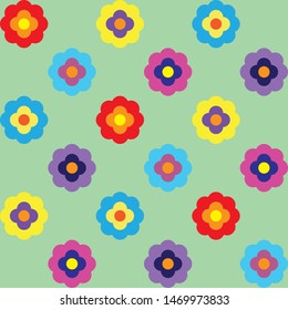 background of multicolored flowers on pastel green