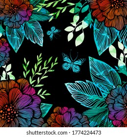 Fondo con flores multicolores. Ilustración del vector