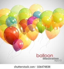 background with multicolored flying balloons