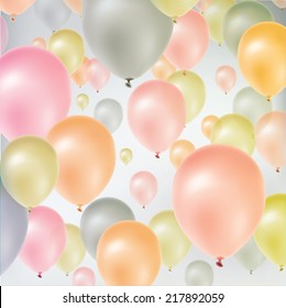 Background with multicolored flying balloons. 