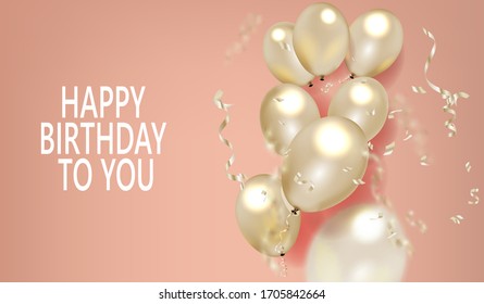 Background with multicolored flying balloons and confetti