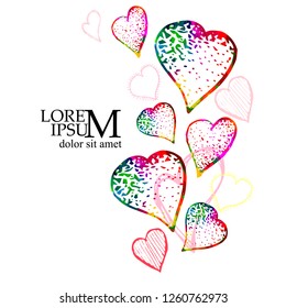 Background with multicolored hearts. Vector