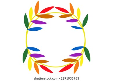 Background of multi-colored leaves, twigs. Month of dignity. LGBT colors