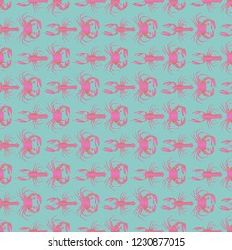 Background multicolored lobster seamless simple pattern.