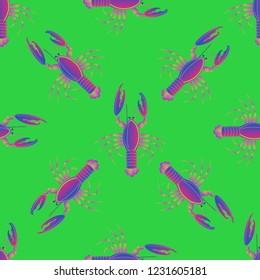 Background multicolored lobster seamless simple pattern.