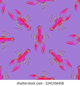 Background multicolored lobster seamless simple pattern.
