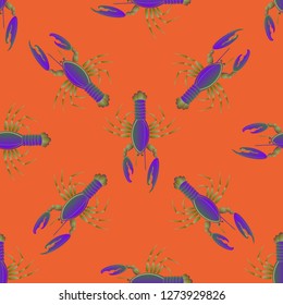 Background multicolored lobster seamless simple pattern.