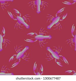 Background multicolored lobster seamless simple pattern.