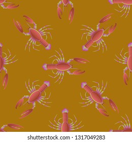 Background multicolored lobster seamless simple pattern.
