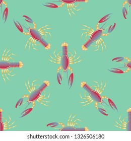Background multicolored lobster seamless simple pattern.