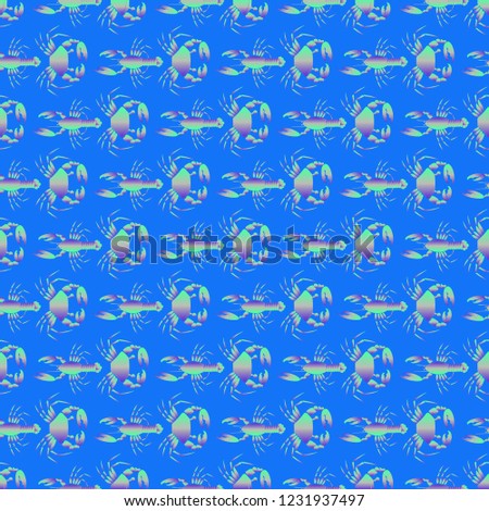 Background multicolored lobster seamless simple pattern.