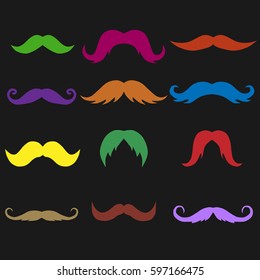 background with multicolored mustaches of different shapes