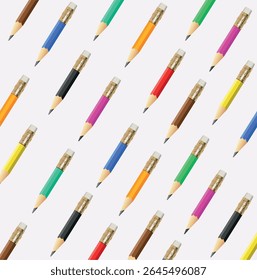 Background of multi-colored pencils. Vector art illustration