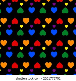 Background of multicolored pride heart seamless pattern. LGBT community concept.