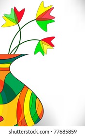 Background from a multi-colored vase with the flowers