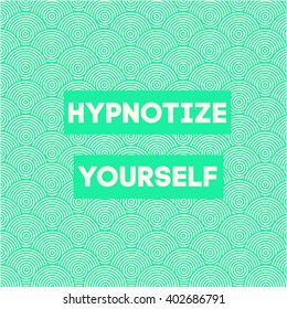 Background with multilevel hypnotizing green circles. Caption Hypnotize yourself on the green plates on top. Abstract texture with round figures. Wallpapers curved forms