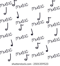 La música de fondo incluye la palabra "música" y notas repetidas.