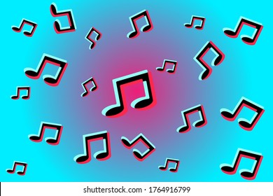 Background of music notes. Abstract cover, backdrop, pattern, wallpaper. Social media  concept.