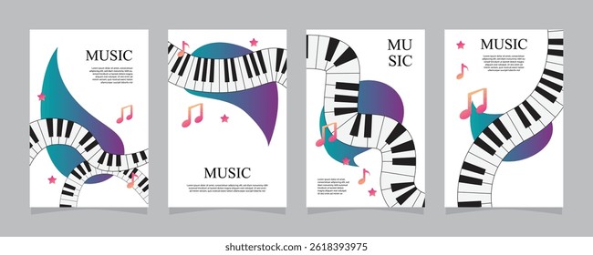 Background Music Poster with Keyboard Piano Illustration