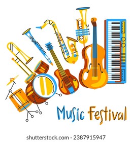 Background with musical instruments. Jazz, blues and classical music.