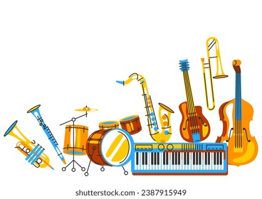 Background with musical instruments. Jazz, blues and classical music.