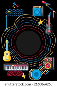 Background with musical instruments. Music party illustration.
