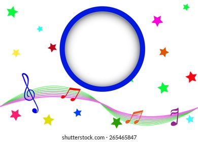 Background, Musical Note at Wave Line  