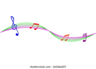 Background, Musical Note at Wave Line  