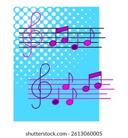 Background with musical notes. Abstract illustration for party or rock concert banner.