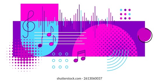 Background with musical notes. Abstract illustration for party or rock concert banner.