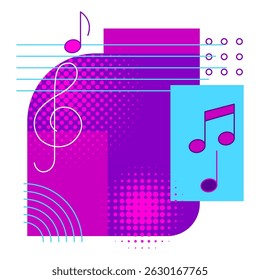 Background with musical notes. Abstract illustration for party or rock concert banner.