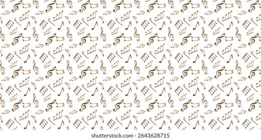 Fundo de notas musicais. Treble clef. Ilustração vetorial.