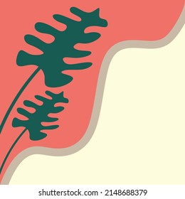 background with muted colors and monstera leaves