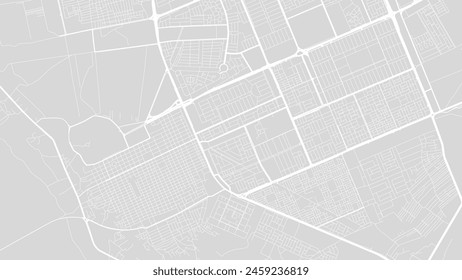 Background Najaf map, Iraq, white and light grey city poster. Vector map with roads and water. Widescreen proportion, digital flat design roadmap.