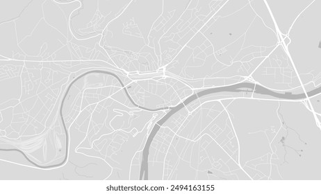 Background Namur map, Belgium, white and light grey city poster with roads and water. Widescreen proportion, digital flat design roadmap.