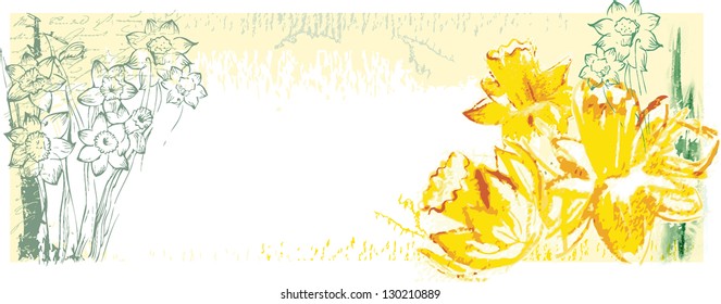 Background with narcissus and space for your text