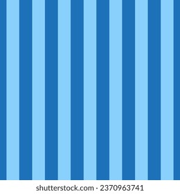 Background of narrow straight vertical stripes of different various blue color shades. Seamless repeating vector pattern. 