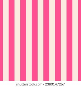 Background of narrow straight vertical stripes in pink and beige pastel colors. Seamless repeating vector pattern. 