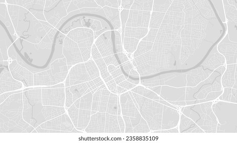 Background Nashville map, United States, white and light grey city poster. Vector map with roads and water. Widescreen proportion, digital flat design roadmap.