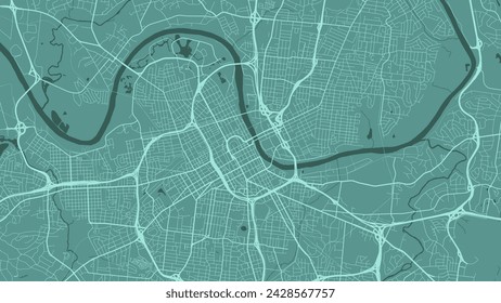 Antecedentes Mapa de Nashville, Estados Unidos, cartel verde de la ciudad. Mapa vectorial con carreteras y agua. Proporción panorámica, mapa de ruta de diseño plano digital.