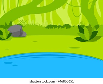 Background Natural Forest With A Pond