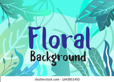 Background Nature Floral aqua blue color design for cosmetics, perfume, beauty care products. Can be used as greeting card, wedding invitation, poster, social media post.