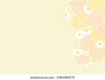 Background nature freehand flower   Leaf background. Leaf nature style with space for text - design for  background social media, postcards, poster, business card, flyer, brochure other.