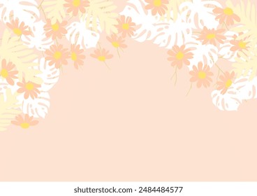 Background nature freehand flower   Leaf background. Leaf nature style with space for text - design for  background social media, postcards, poster, business card, flyer, brochure other.
