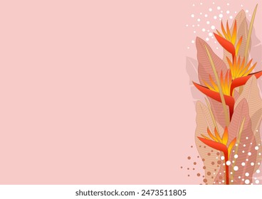 Background nature freehand Leaf pattern background. Heliconia bihai (L.) L. vector design for background, wallpaper, carpet, wrapping, fabric, textile fashion wearing.