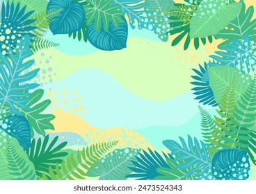 Fondo naturaleza a mano alzada Fondo de patrón de hoja. Diseño de Vector de hojas para el fondo, Fondo de pantalla, alfombra, envoltura, tela, ropa de moda textil.
