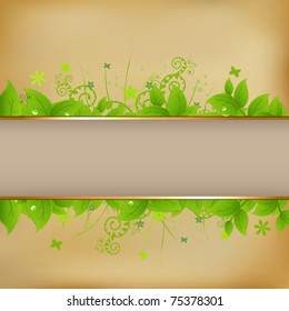 Background Nature Green Leaves, Vector Illustration