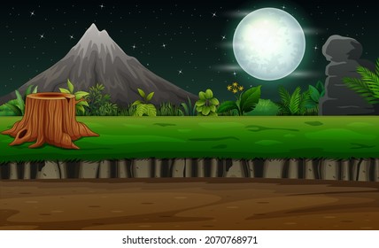 Background of nature landscape at night illustration