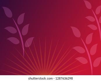 background nature leaf and sunset with gradient color, vector illustration, background elements for banner, print